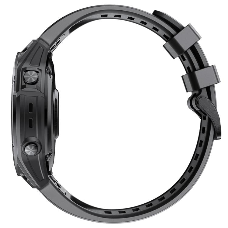 For Garmin QuickFit 22mm Kalebol Ladder Silicone Watch Band(Black) by Kalebol