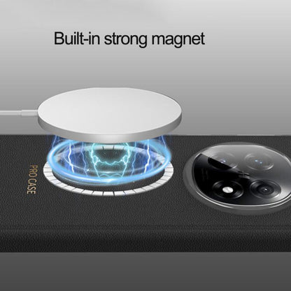 For OPPO Find N5 GKK Ultra-thin Plain Leather Hinge MagSafe Phone Case(Black) by GKK