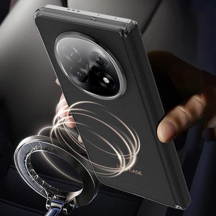 For OPPO Find N5 GKK Ultra-thin Plain Leather Hinge MagSafe Phone Case(Black) by GKK