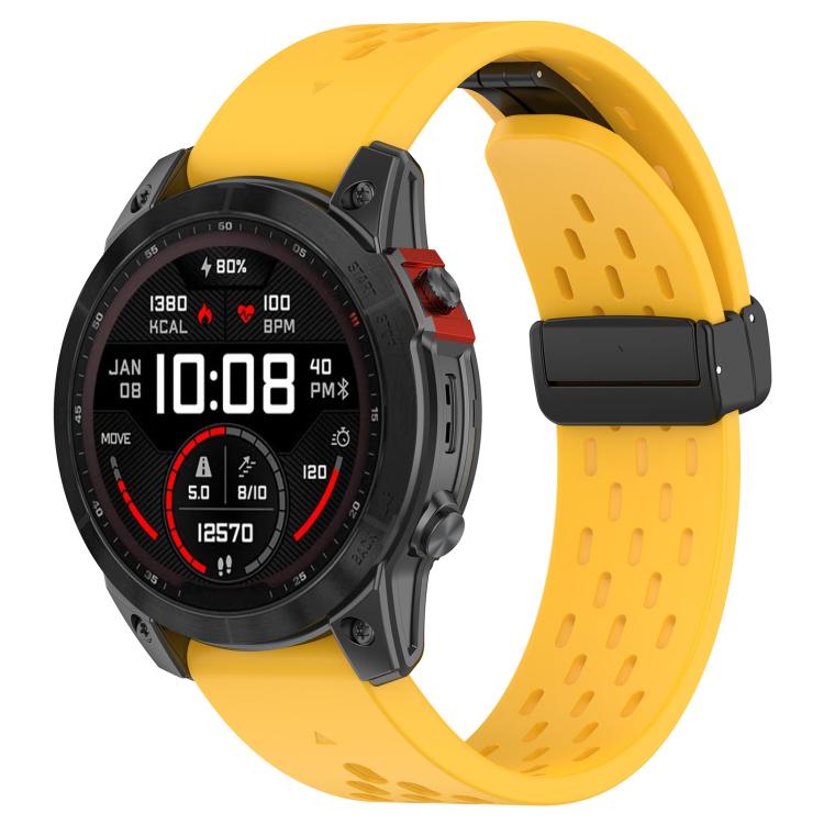 For Garmin QuickFit 20mm Kalebol Magnetic Buckle Silicone Watch Band(Yellow) by Kalebol