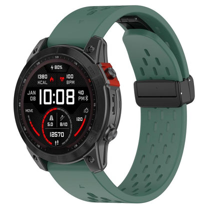 For Garmin QuickFit 20mm Kalebol Magnetic Buckle Silicone Watch Band(Dark Green) by Kalebol