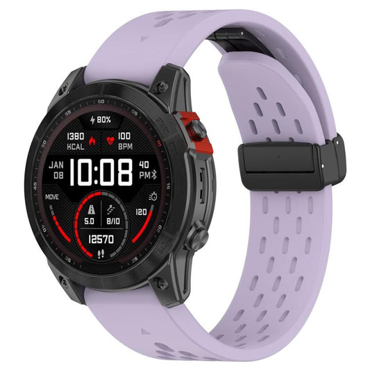 For Garmin QuickFit 26mm Kalebol Magnetic Buckle Silicone Watch Band(Purple) by Kalebol