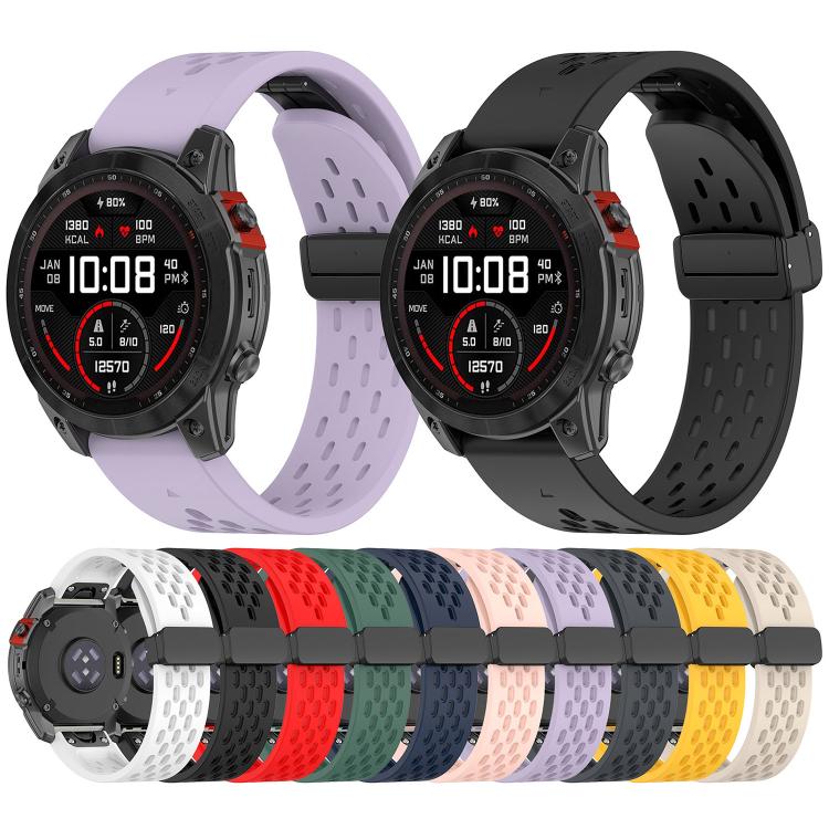 For Garmin QuickFit 22mm Kalebol Magnetic Buckle Silicone Watch Band(Dark Blue) by Kalebol