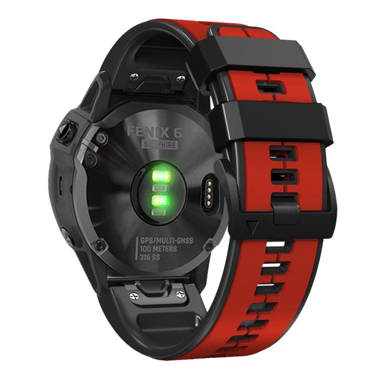 For Garmin QuickFit 22mm Kalebol Two-color Pin Silicone Watch Band(Red Black) by Kalebol