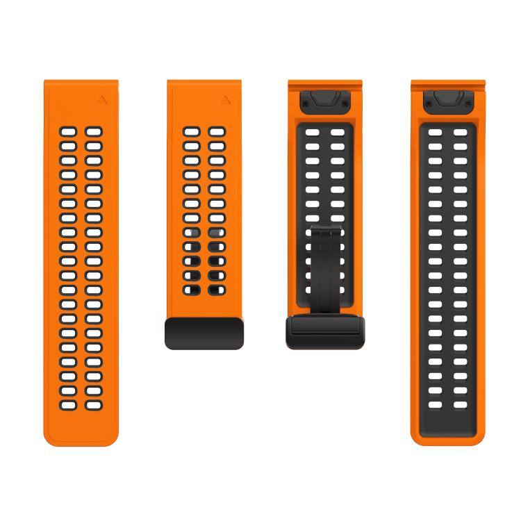 For Garmin QuickFit 26mm Kalebol Two-color Magnetic Silicone Watch Band(Orange Black) by Kalebol