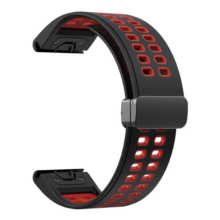 For Garmin QuickFit 26mm Kalebol Two-color Magnetic Silicone Watch Band(Black Red) by Kalebol