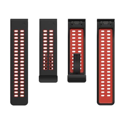 For Garmin QuickFit 26mm Kalebol Two-color Magnetic Silicone Watch Band(Black Red) by Kalebol
