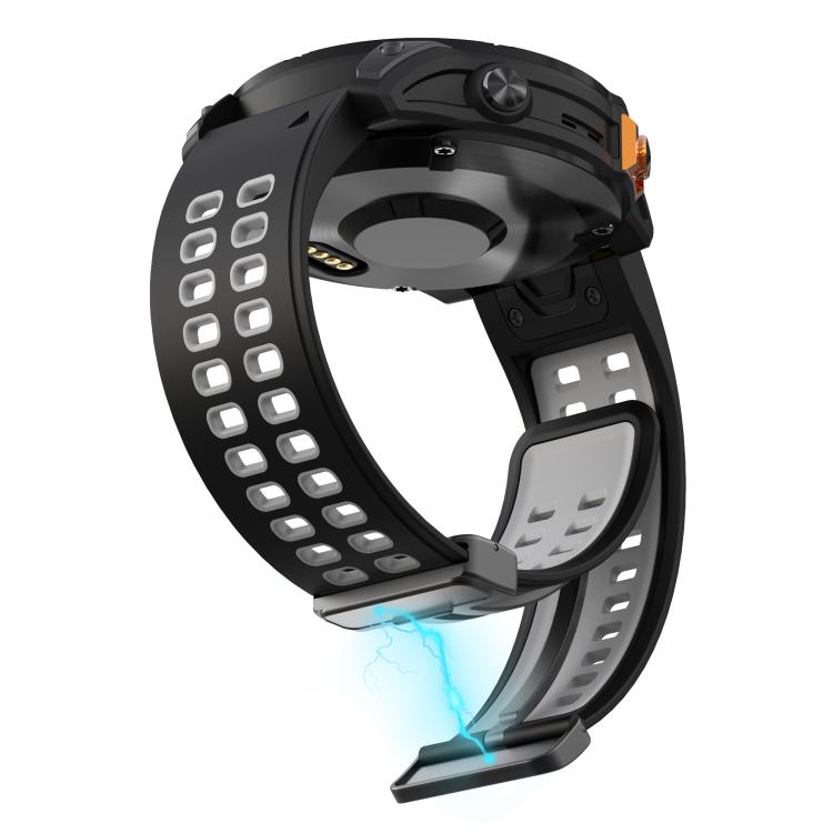 For Garmin QuickFit 26mm Kalebol Two-color Magnetic Silicone Watch Band(Black Grey) by Kalebol