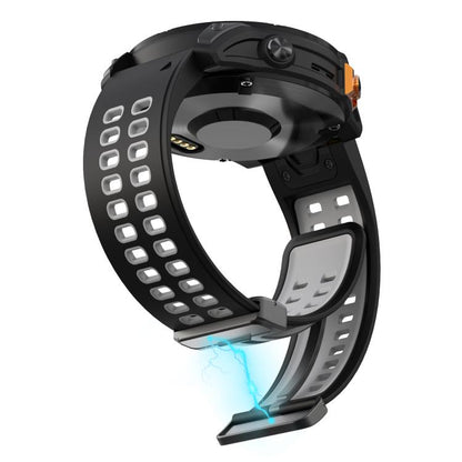 For Garmin QuickFit 26mm Kalebol Two-color Magnetic Silicone Watch Band(Black Grey) by Kalebol
