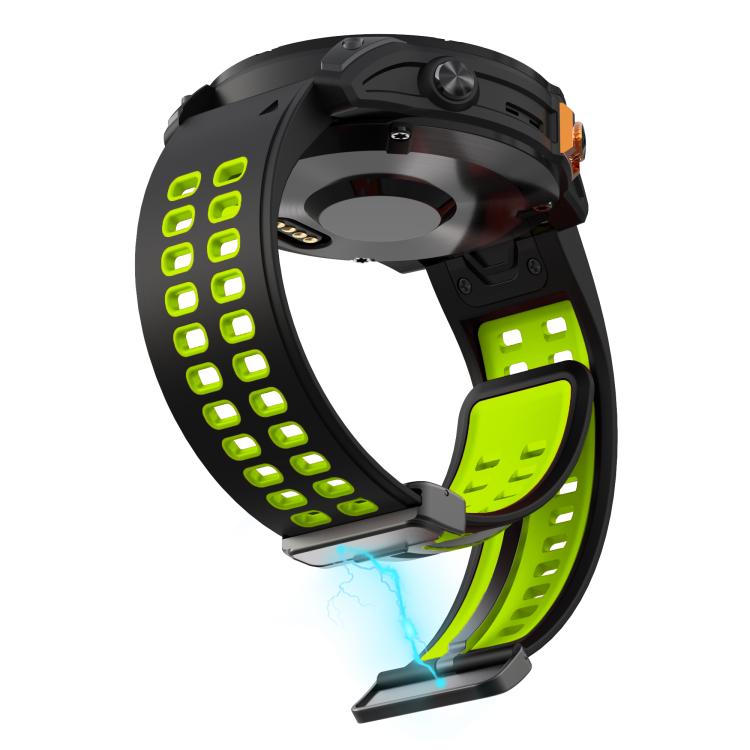 For Garmin QuickFit 26mm Kalebol Two-color Magnetic Silicone Watch Band(Black Green) by Kalebol