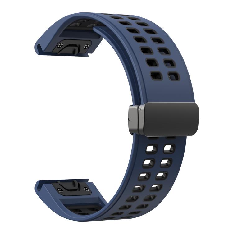 For Garmin QuickFit 26mm Kalebol Two-color Magnetic Silicone Watch Band(Dark Blue Black) by Kalebol