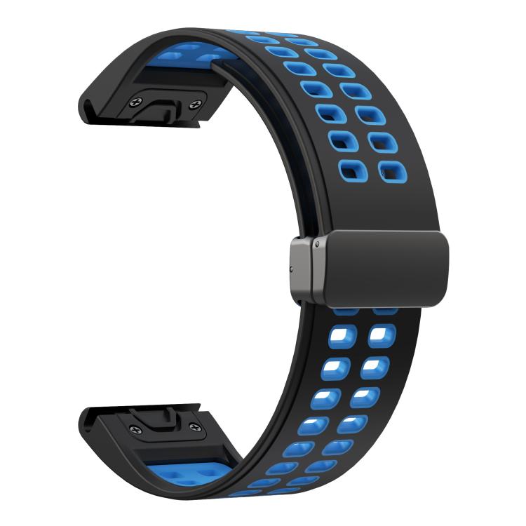 For Garmin QuickFit 26mm Kalebol Two-color Magnetic Silicone Watch Band(Black Sky Blue) by Kalebol
