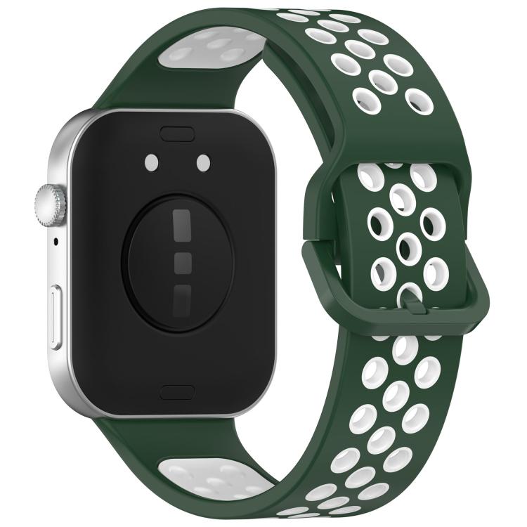 For Huawei Watch Fit3 Kalebol Two-tone Silicone Strap(Dark Green White) by Kalebol