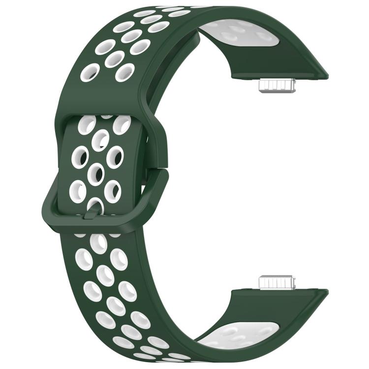 For Huawei Watch Fit3 Kalebol Two-tone Silicone Strap(Dark Green White) by Kalebol