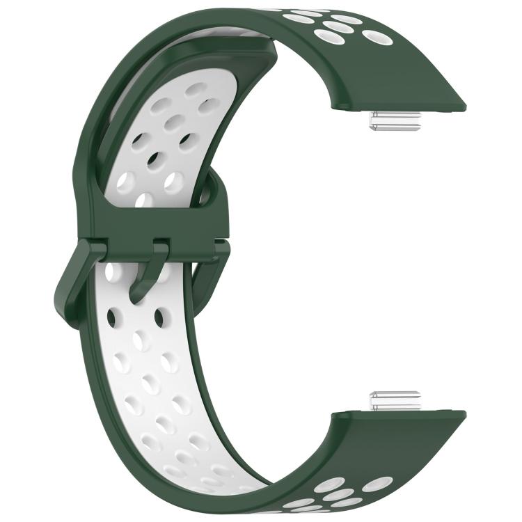 For Huawei Watch Fit3 Kalebol Two-tone Silicone Strap(Dark Green White) by Kalebol