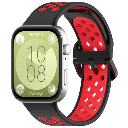 For Huawei Watch Fit3 Kalebol Two-tone Silicone Strap(Black Red) by Kalebol