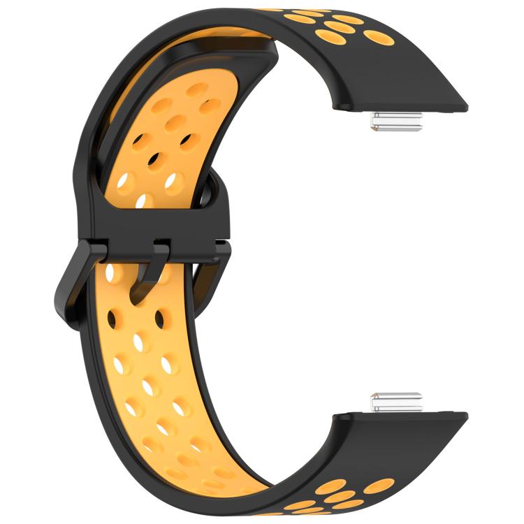 For Huawei Watch Fit3 Kalebol Two-tone Silicone Strap(Black Yellow) by Kalebol
