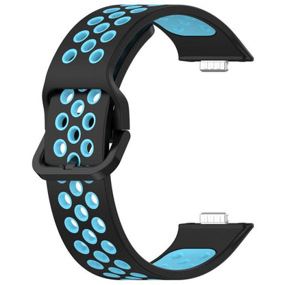For Huawei Watch Fit3 Kalebol Two-tone Silicone Strap(Black Blue) by Kalebol