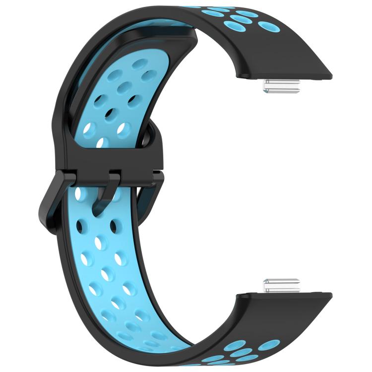 For Huawei Watch Fit3 Kalebol Two-tone Silicone Strap(Black Blue) by Kalebol