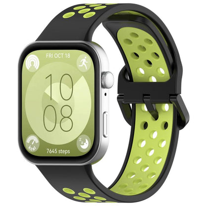 For Huawei Watch Fit3 Kalebol Two-tone Silicone Strap(Black Lime) by Kalebol