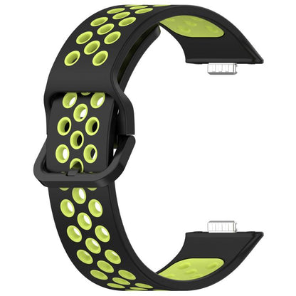 For Huawei Watch Fit3 Kalebol Two-tone Silicone Strap(Black Lime) by Kalebol
