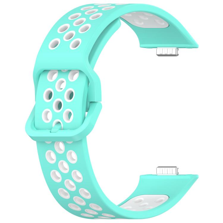 For Huawei Watch Fit3 Kalebol Two-tone Silicone Strap(Teal White) by Kalebol