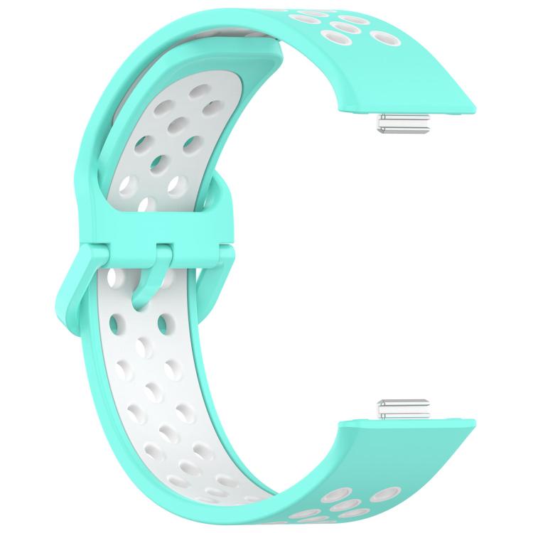 For Huawei Watch Fit3 Kalebol Two-tone Silicone Strap(Teal White) by Kalebol