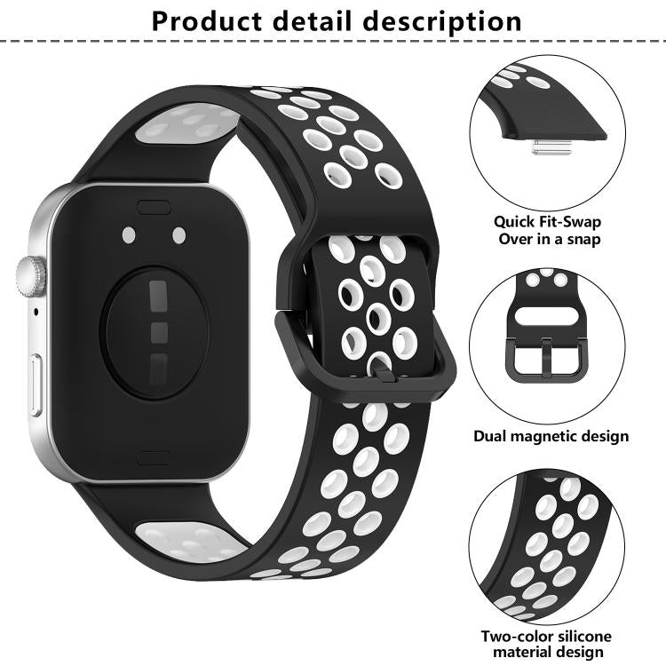 For Huawei Watch Fit3 Kalebol Two-tone Silicone Strap(Teal White) by Kalebol