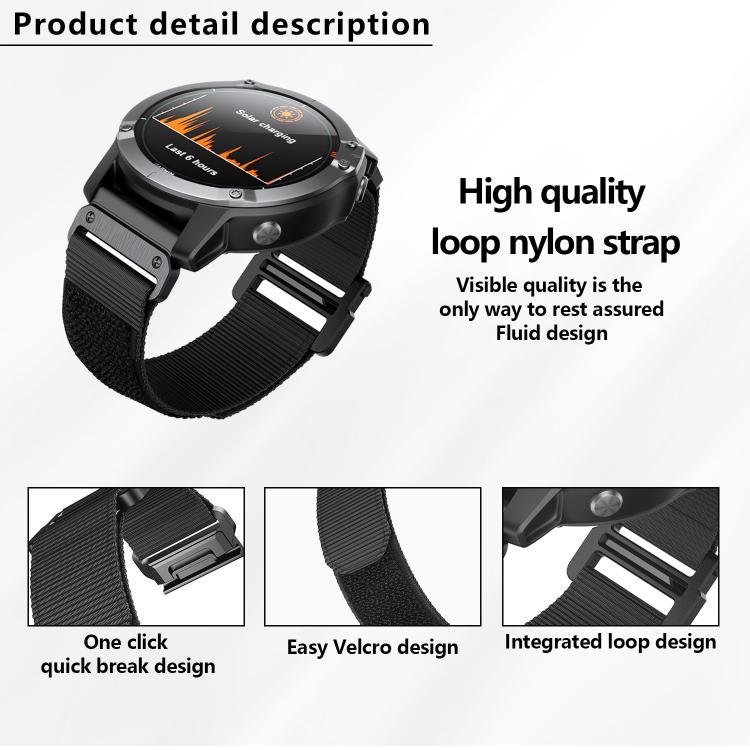For Garmin QuickFit 26mm Kalebol Loop Nylon Buckle Watch Band(Black) by Kalebol