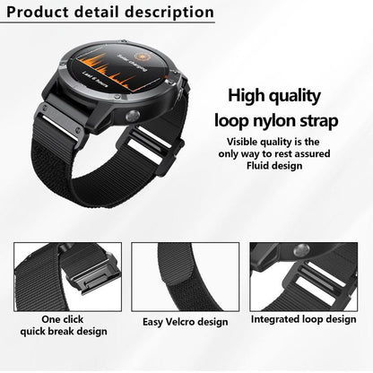 For Garmin QuickFit 26mm Kalebol Loop Nylon Buckle Watch Band(Black) by Kalebol