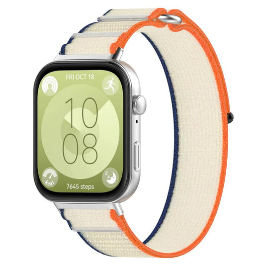 For Huawei Watch Fit3 Kalebol Wild Path Nylon Strap(Orange + Beige) by Kalebol