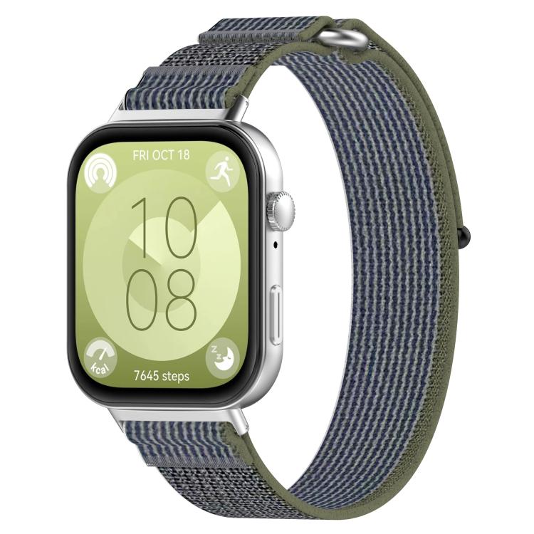 For Huawei Watch Fit3 Kalebol Wild Path Nylon Strap(Green + Grey) by Kalebol