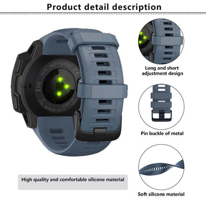 For Garmin Instinct 22mm Kalebol Steel Buckle Silicone Watch Band(Navy Blue) by Kalebol