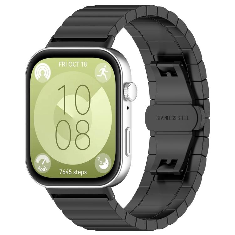 For Huawei Watch Fit3 Kalebol Solid Stainless Steel Strap(Black) by Kalebol