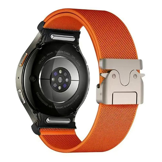 For Samsung Galaxy Watch 7 / 6 / 5 / 4 Press Button Connector Parachute Buckle Elastic Nylon Watch Band(Orange) by bashfashion