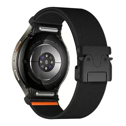 For Samsung Galaxy Watch 7 / 6 / 5 / 4 Press Button Connector Parachute Buckle Elastic Nylon Watch Band(Black) by bashfashion