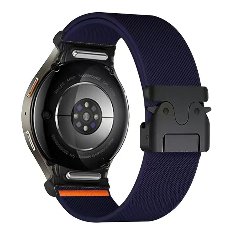 For Samsung Galaxy Watch 7 / 6 / 5 / 4 Press Button Connector Parachute Buckle Elastic Nylon Watch Band(Dark Blue) by bashfashion