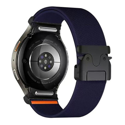 For Samsung Galaxy Watch 7 / 6 / 5 / 4 Press Button Connector Parachute Buckle Elastic Nylon Watch Band(Dark Blue) by bashfashion
