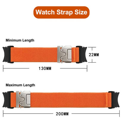 For Samsung Galaxy Watch 7 / 6 / 5 / 4 Press Button Connector Parachute Buckle Elastic Nylon Watch Band(Orange) by bashfashion