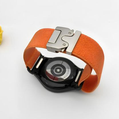 For Samsung Galaxy Watch 7 / 6 / 5 / 4 Press Button Connector Parachute Buckle Elastic Nylon Watch Band(Orange) by bashfashion