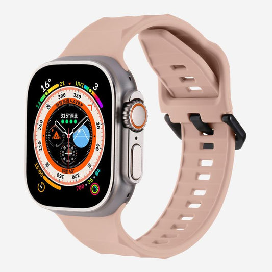 For Apple Watch 46mm / 49mm / 45mm / 44mm Kalebol Ripple Sports Silicone Strap(Pink Sand) by Kalebol