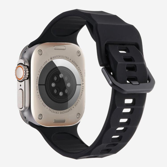 For Apple Watch 46mm / 49mm / 45mm / 44mm Kalebol Ripple Sports Silicone Strap(Black) by Kalebol