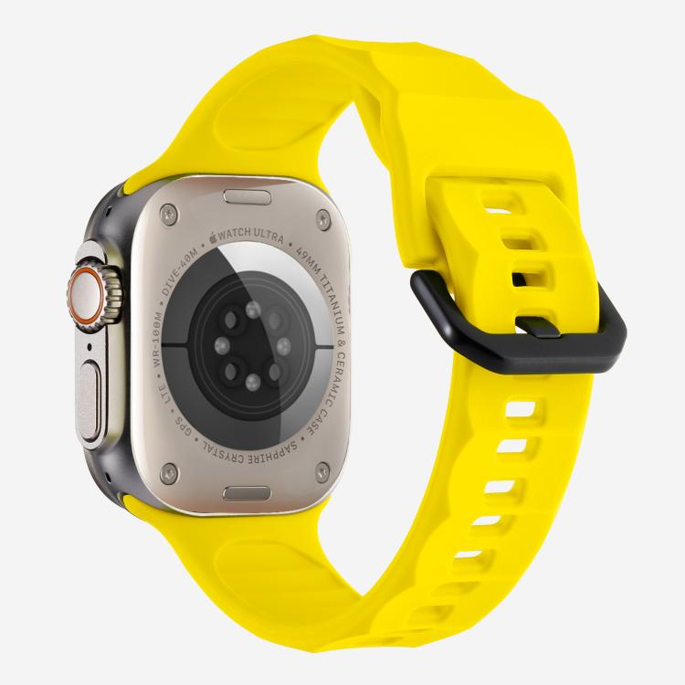 For Apple Watch 46mm / 49mm / 45mm / 44mm Kalebol Ripple Sports Silicone Strap(Yellow) by Kalebol