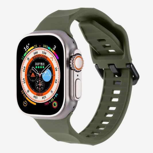 For Apple Watch 42mm / 41mm / 40mm / 38mm Kalebol Ripple Sports Silicone Strap(Dark Green) by Kalebol