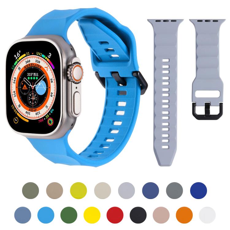For Apple Watch 42mm / 41mm / 40mm / 38mm Kalebol Ripple Sports Silicone Strap(Dark Blue) by Kalebol