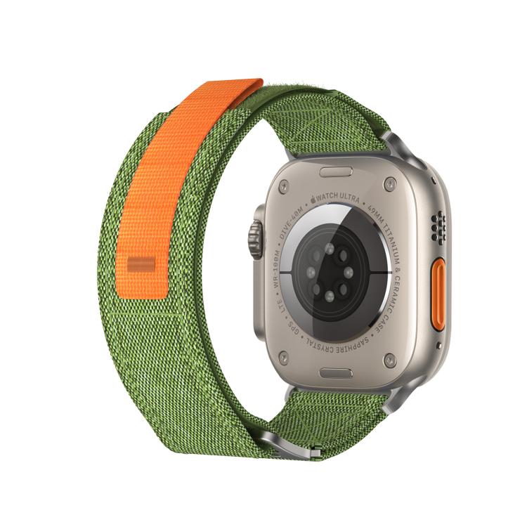 For Apple Watch 46mm / 49mm / 45mm / 44mm Kalebol Canvas Pattern Nylon Loop Strap(Army Green) by Kalebol