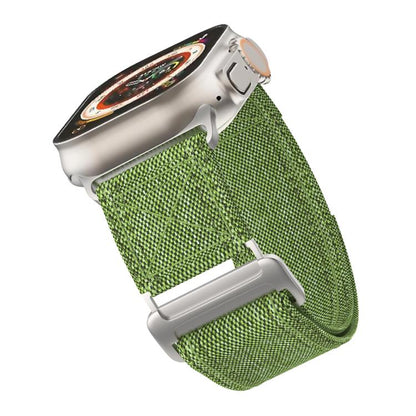 For Apple Watch 46mm / 49mm / 45mm / 44mm Kalebol Canvas Pattern Nylon Loop Strap(Army Green) by Kalebol