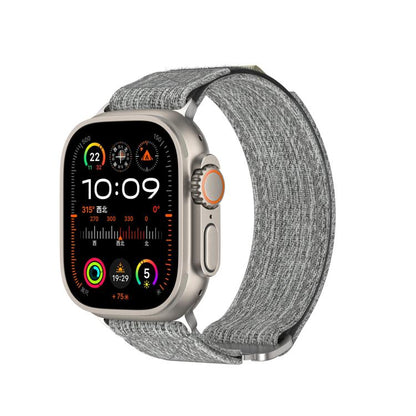For Apple Watch 46mm / 49mm / 45mm / 44mm Kalebol Canvas Pattern Nylon Loop Strap(Light Grey) by Kalebol