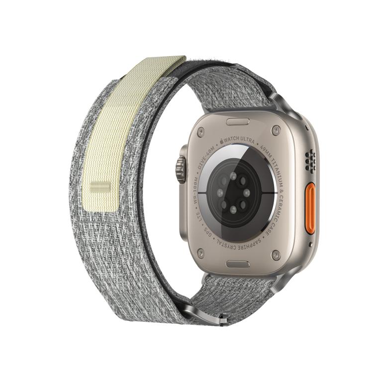 For Apple Watch 46mm / 49mm / 45mm / 44mm Kalebol Canvas Pattern Nylon Loop Strap(Light Grey) by Kalebol