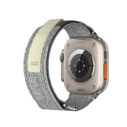 For Apple Watch 46mm / 49mm / 45mm / 44mm Kalebol Canvas Pattern Nylon Loop Strap(Light Grey) by Kalebol